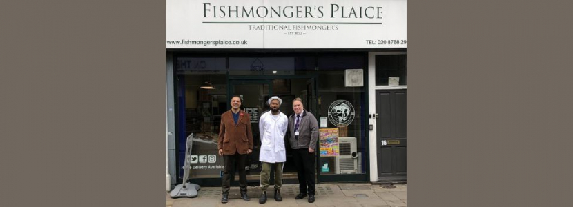 Mayor Jason Perry and Cllr. Jeet Bains with local traders in Crystal Palace.