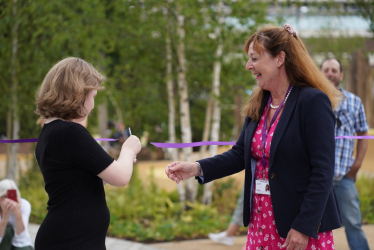 Cllr Lynne Hale opening The Queens Gardens