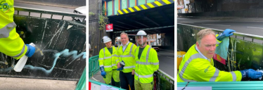 Mayor Jason Perry with the Graffiti Removal Team in Norbury